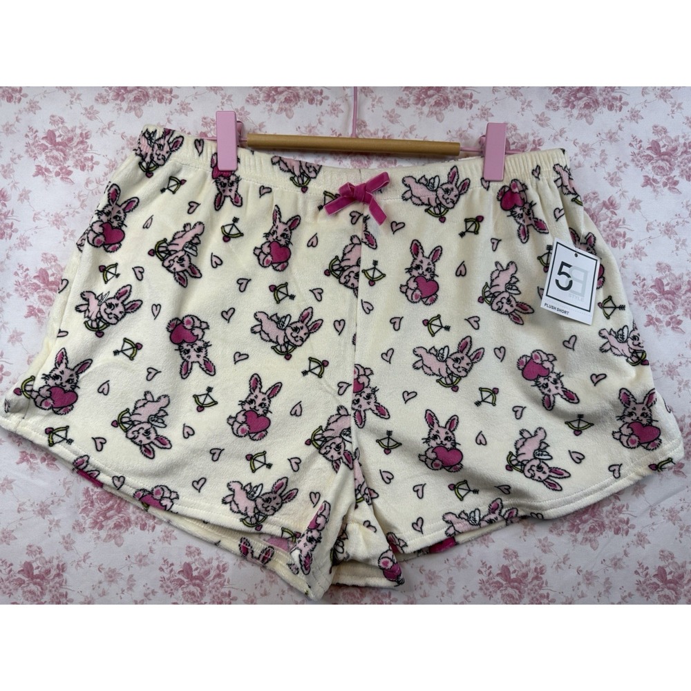 5th & Style Women's Plush Bunny Pajama Sleep Shorts Size XL NWT